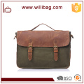 Sacos de lona de couro de cavalo louco de alto grau para homens Messenger Bag